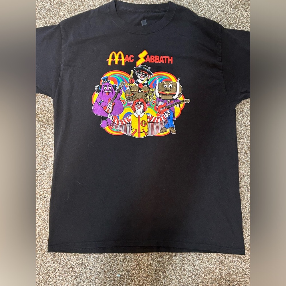 Mac Sabbath Black T-Shirt Mens Large Graphic Band Tee Vintage Style